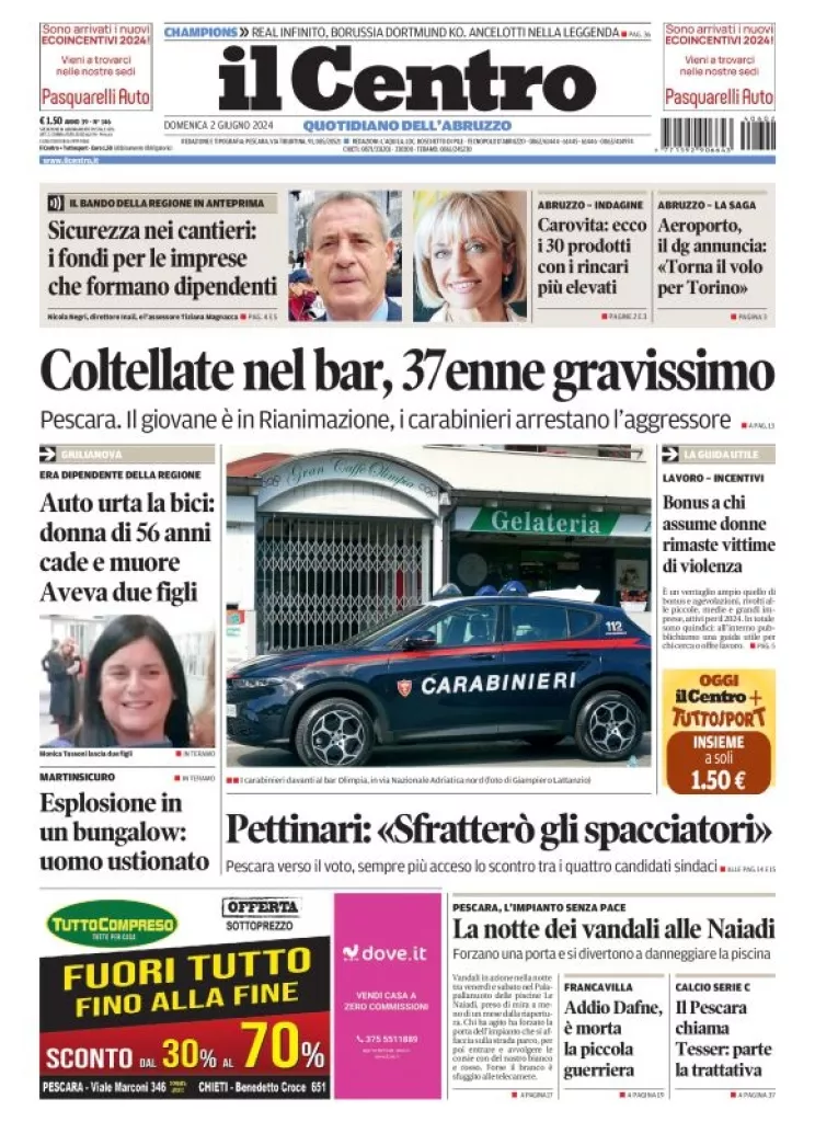 Prima-pagina-il centro-oggi-edizione-del-2024-06-02